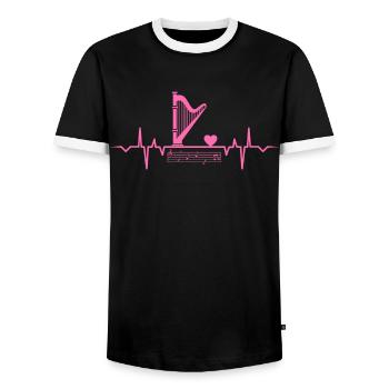 Harfe Harfen Streichmusik Xylofon Ton Harfenistin - Männer Kontrast-T-Shirt - Schwarz/Weiß - Vorne - AI Model Female 172 light (172cm) & AI Model Male 178 light (178cm)