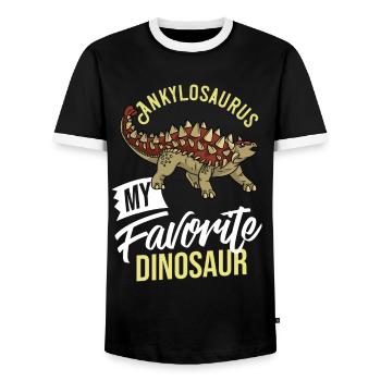 Ankylosaurus Dinosaur Gift Dino Fossil - Men's Ringer Shirt - black/white - Front - AI Model Female 172 light (172cm) & AI Model Male 178 light (178cm)