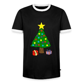 Sapin de Noël - T-shirt contrasté Homme - noir/blanc - Devant - AI Model Female 172 light (172cm) & AI Model Male 178 light (178cm)