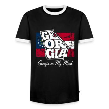 La Géorgie sur ma tête - slogan de GA - T-shirt contrasté Homme - noir/blanc - Devant - AI Model Female 172 light (172cm) & AI Model Male 178 light (178cm)