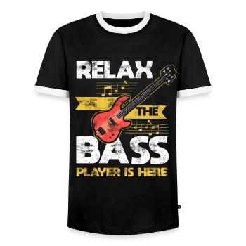 Bass guitar bass player EADG bassist bassist - Men's Ringer Shirt - black/white - Front - AI Model Female 172 light (172cm) & AI Model Male 178 light (178cm)