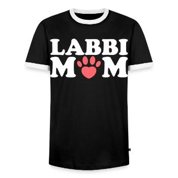 Labbi Mom Labrador Retriever Mama Mum Mummy Mother - Men's Ringer Shirt - black/white - Front - AI Model Female 172 light (172cm) & AI Model Male 178 light (178cm)