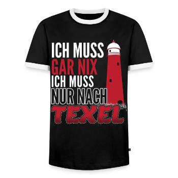 Holland Insel Texel Leuchtturm Geschenk - Männer Kontrast-T-Shirt - Schwarz/Weiß - Vorne - AI Model Female 172 light (172cm) & AI Model Male 178 light (178cm)