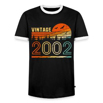 Vintage 2002 Retro 18th Birthday Gift Fun B-day 18 - Männer Kontrast-T-Shirt - Schwarz/Weiß - Vorne - AI Model Female 172 light (172cm) & AI Model Male 178 light (178cm)
