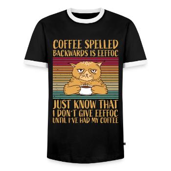 Café épelé à l'envers est caféine eeffoc café - T-shirt contrasté Homme - noir/blanc - Devant - AI Model Female 172 light (172cm) & AI Model Male 178 light (178cm)