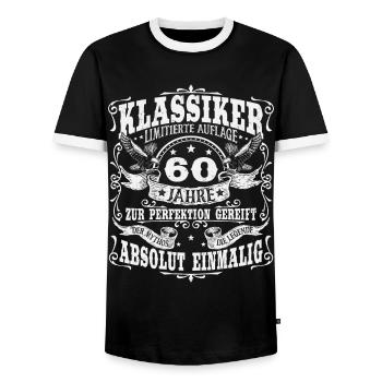 60. Geburtstag 60 Jahre Klassiker Geschenk - Männer Kontrast-T-Shirt - Schwarz/Weiß - Vorne - AI Model Female 172 light (172cm) & AI Model Male 178 light (178cm)