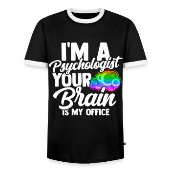Psychologie Gehirn Anthropologie Freud Therapeut - Männer Kontrast-T-Shirt - Schwarz/Weiß - Vorne - AI Model Female 172 light (172cm) & AI Model Male 178 light (178cm)