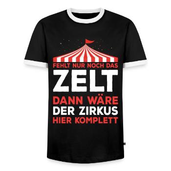 Bürohumor Büro Lustige Witzige Sprüche Zirkus - Männer Kontrast-T-Shirt - Schwarz/Weiß - Vorne - AI Model Female 172 light (172cm) & AI Model Male 178 light (178cm)