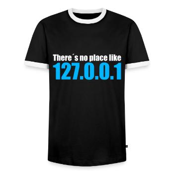 there is no place like 127.0.0.1 gift idea - Men's Ringer Shirt - black/white - Front - AI Model Female 172 light (172cm) & AI Model Male 178 light (178cm)