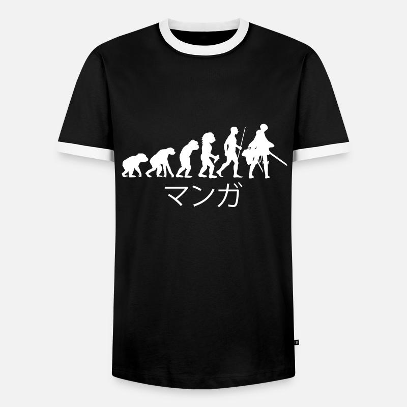 Anime evolution - Men's Ringer Shirt - black/white