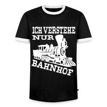 Eisenbahn Eisenbahner Geschenk Dampflok Züge - Männer Kontrast-T-Shirt - Schwarz/Weiß - Vorne - AI Model Female 172 light (172cm) & AI Model Male 178 light (178cm)