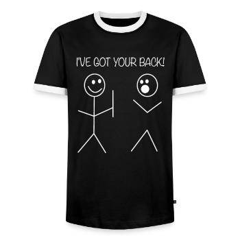 Je te couvre! - Cadeau meme stick figure - T-shirt contrasté Homme - noir/blanc - Devant - AI Model Female 172 light (172cm) & AI Model Male 178 light (178cm)