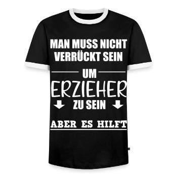 Erzieher Lustiger Spruch Kindergärtner Geschenk - Männer Kontrast-T-Shirt - Schwarz/Weiß - Vorne - AI Model Female 172 light (172cm) & AI Model Male 178 light (178cm)