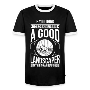 Rasenpflege Landschaftsgärtner Landschaftsbau - Männer Kontrast-T-Shirt - Schwarz/Weiß - Vorne - AI Model Female 172 light (172cm) & AI Model Male 178 light (178cm)