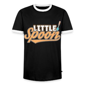 Big Spoon Little Spoon Matching Couple Schlaf - Männer Kontrast-T-Shirt - Schwarz/Weiß - Vorne - AI Model Female 172 light (172cm) & AI Model Male 178 light (178cm)
