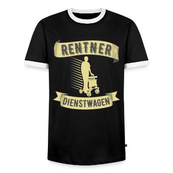 Rentner Dienstwagen Rollator Ruhestand Rente Witz - Männer Kontrast-T-Shirt - Schwarz/Weiß - Vorne - AI Model Female 172 light (172cm) & AI Model Male 178 light (178cm)