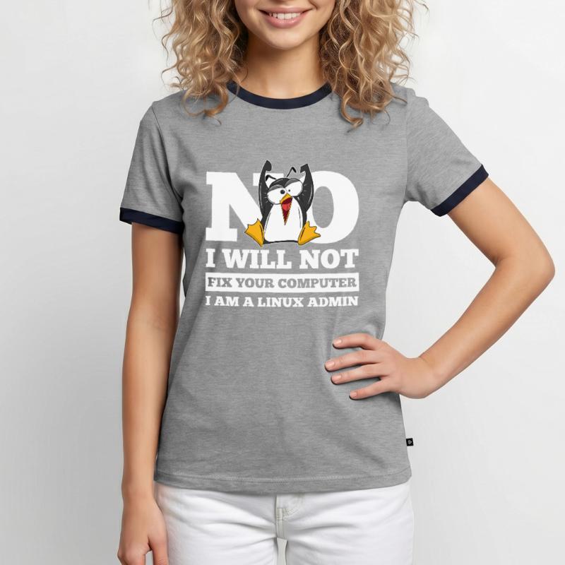 Linux SysAdmin Hacker Coder Penguin Computer Fix Men's Ringer Shirt