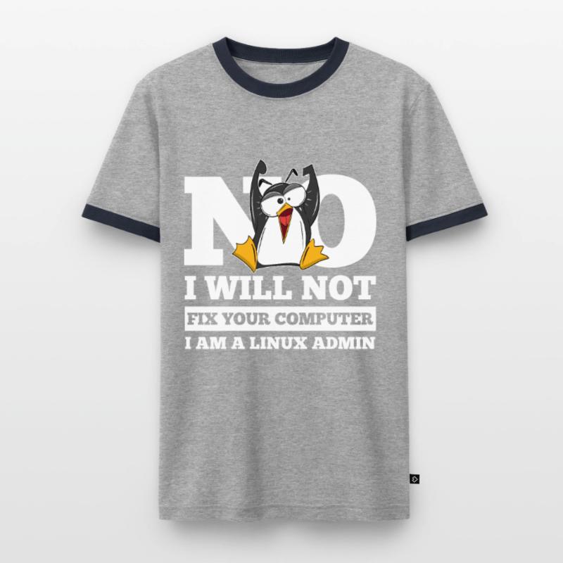 Linux SysAdmin Hacker Coder Penguin Computer Fix Men's Ringer Shirt