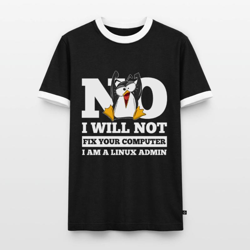 Linux SysAdmin Hacker Coder Penguin Computer Fix Men's Ringer Shirt
