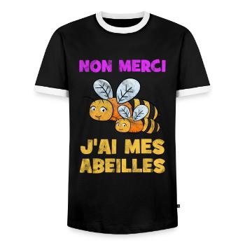 No Merci J'Ai Mes Abeilles Apiculteur Apicultrice - Männer Kontrast-T-Shirt - Schwarz/Weiß - Vorne - AI Model Female 172 light (172cm) & AI Model Male 178 light (178cm)