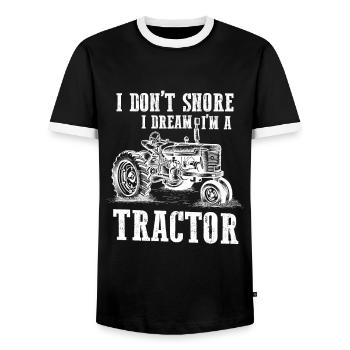 Funny tractor driver farmer snore farmer - Men's Ringer Shirt - black/white - Front - AI Model Female 172 light (172cm) & AI Model Male 178 light (178cm)