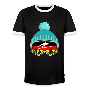 Skispringen Skiflug Allemagne cadeau amusant - T-shirt contrasté Homme - noir/blanc - Devant - AI Model Female 172 light (172cm) & AI Model Male 178 light (178cm)