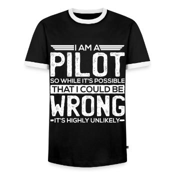 Pilot gifts - pilot - Men's Ringer Shirt - black/white - Front - AI Model Female 172 light (172cm) & AI Model Male 178 light (178cm)