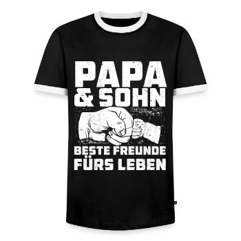 Papa und Sohn beste Freunde fürs Leben - Männer Kontrast-T-Shirt - Schwarz/Weiß - Vorne - AI Model Female 172 light (172cm) & AI Model Male 178 light (178cm)