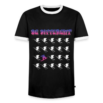 Ski snowboard disant cadeau de piste de ski de sports d'hiver - T-shirt contrasté Homme - noir/blanc - Devant - AI Model Female 172 light (172cm) & AI Model Male 178 light (178cm)