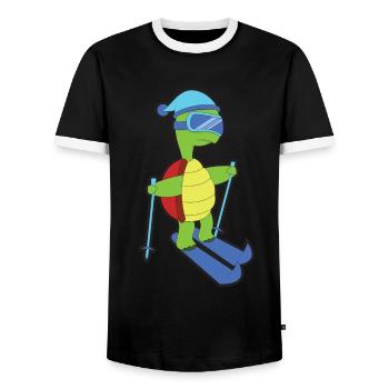 Ski Tier Schildkröte - Männer Kontrast-T-Shirt - Schwarz/Weiß - Vorne - AI Model Female 172 light (172cm) & AI Model Male 178 light (178cm)