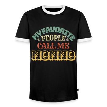 Mes gens préférés m'appellent NONNO - T-shirt contrasté Homme - noir/blanc - Devant - AI Model Female 172 light (172cm) & AI Model Male 178 light (178cm)