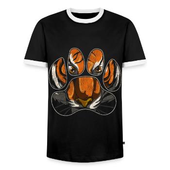 Tiger animal lover - Men's Ringer Shirt - black/white - Front - AI Model Female 172 light (172cm) & AI Model Male 178 light (178cm)