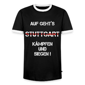 Stuttgart - Männer Kontrast-T-Shirt - Schwarz/Weiß - Vorne - AI Model Female 172 light (172cm) & AI Model Male 178 light (178cm)