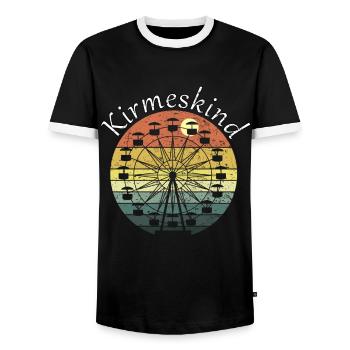Kirmeskind - Schausteller und Riesenrad - Männer Kontrast-T-Shirt - Schwarz/Weiß - Vorne - AI Model Female 172 light (172cm) & AI Model Male 178 light (178cm)