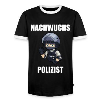 Polizei Ausbildung - Nachwuchs Polizist - Männer Kontrast-T-Shirt - Schwarz/Weiß - Vorne - AI Model Female 172 light (172cm) & AI Model Male 178 light (178cm)