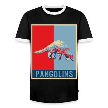 Pangolin gift pangolin tshirt pangolin - Men's Ringer Shirt - black/white - Front - AI Model Female 172 light (172cm) & AI Model Male 178 light (178cm)
