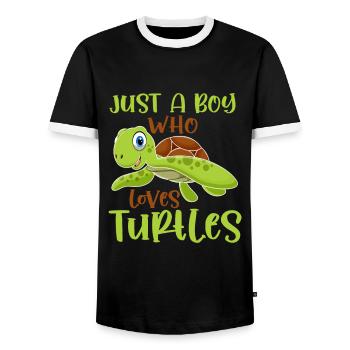 Turtle lovers Young reptiles fan child - Men's Ringer Shirt - black/white - Front - AI Model Female 172 light (172cm) & AI Model Male 178 light (178cm)