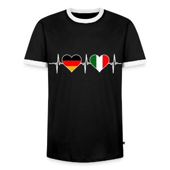 Germany Italy Heartbeat for Italians - Men's Ringer Shirt - black/white - Front - AI Model Female 172 light (172cm) & AI Model Male 178 light (178cm)