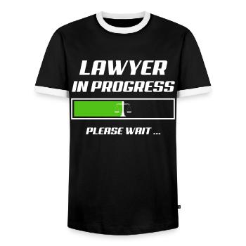 Avocat étudiant - T-shirt contrasté Homme - noir/blanc - Devant - AI Model Female 172 light (172cm) & AI Model Male 178 light (178cm)