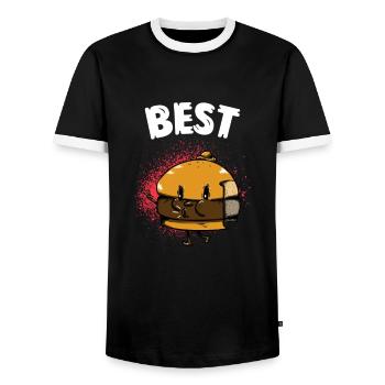 Burger et Frites Best Friends Meilleurs Amis - T-shirt contrasté Homme - noir/blanc - Devant - AI Model Female 172 light (172cm) & AI Model Male 178 light (178cm)