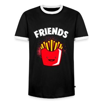 Burger und Pommes Best Friends Beste Freunde - Men's Ringer Shirt - black/white - Front - AI Model Female 172 light (172cm) & AI Model Male 178 light (178cm)