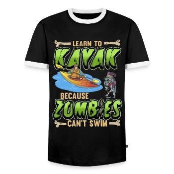 Kayak Zombie Funny Canoe Sport Saying Gift - Men's Ringer Shirt - black/white - Front - AI Model Female 172 light (172cm) & AI Model Male 178 light (178cm)