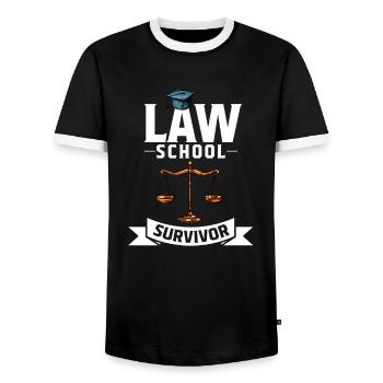 Law Law Student Law Gift Law Study Uni - Men's Ringer Shirt - black/white - Front - AI Model Female 172 light (172cm) & AI Model Male 178 light (178cm)