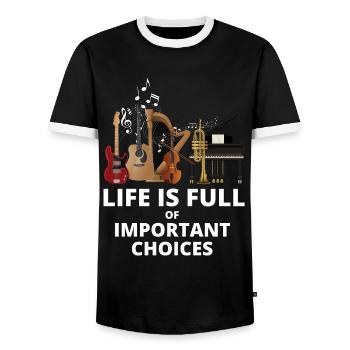 La vie musicale est pleine d’instruments - T-shirt contrasté Homme - noir/blanc - Devant - AI Model Female 172 light (172cm) & AI Model Male 178 light (178cm)