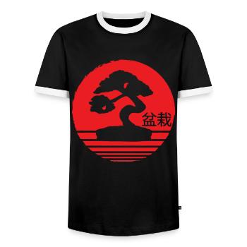 Bonsai Kanji Japan Meditation - Männer Kontrast-T-Shirt - Schwarz/Weiß - Vorne - AI Model Female 172 light (172cm) & AI Model Male 178 light (178cm)