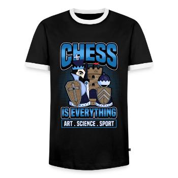 Chess Checkmate Funny Board Game Gift - Men's Ringer Shirt - black/white - Front - AI Model Female 172 light (172cm) & AI Model Male 178 light (178cm)