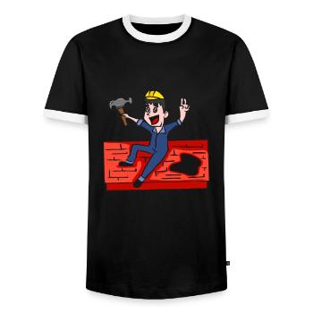 DACHDECKER - Männer Kontrast-T-Shirt - Schwarz/Weiß - Vorne - AI Model Female 172 light (172cm) & AI Model Male 178 light (178cm)