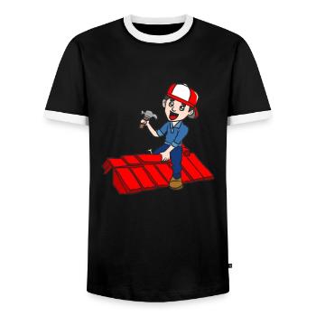 DACHDECKER - Männer Kontrast-T-Shirt - Schwarz/Weiß - Vorne - AI Model Female 172 light (172cm) & AI Model Male 178 light (178cm)