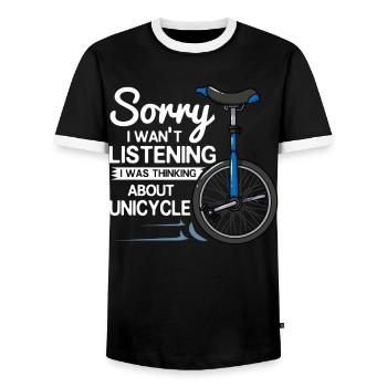 Einrad Fahrrad Radfahren Rad Einradfahrer - Männer Kontrast-T-Shirt - Schwarz/Weiß - Vorne - AI Model Female 172 light (172cm) & AI Model Male 178 light (178cm)