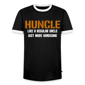 Huncle Like Regular Uncle - Männer Kontrast-T-Shirt - Schwarz/Weiß - Vorne - AI Model Female 172 light (172cm) & AI Model Male 178 light (178cm)